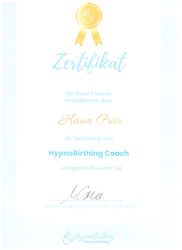 Zertifikat als hypnobirthing Coach